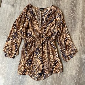 Audrey Long Sleeved Orange Navy Blue Romper